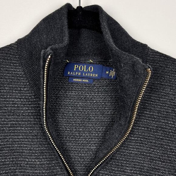 Polo Ralph Lauren Merino Wool Quarter Zip Sweater M - Picture 2 of 5